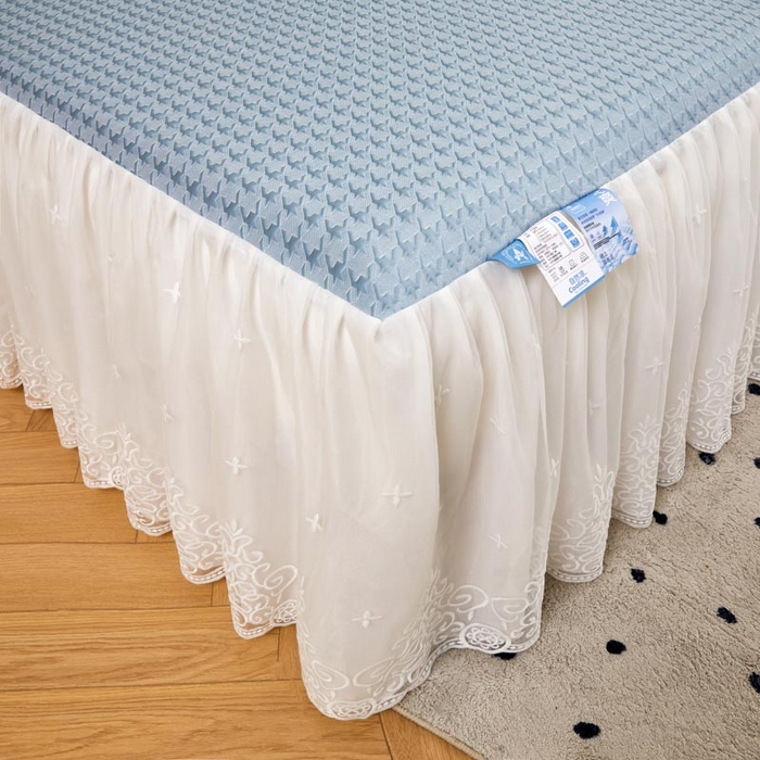 91家纺网 家纺一手货源 找家纺 怡源梦 2026新款A类PE高分子凉感软席提花冰豆豆床裙席子凉席-千鸟格 千鸟格-兰色