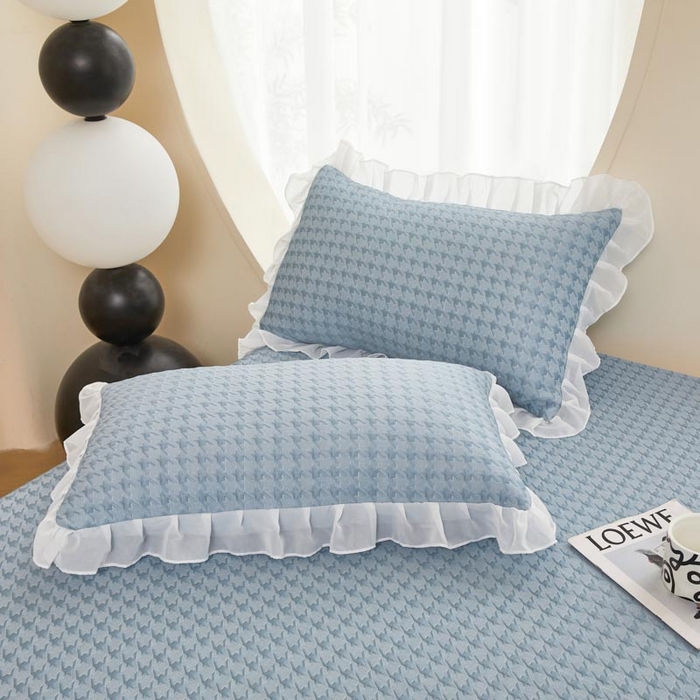 91家纺网 家纺一手货源 找家纺 怡源梦 2026新款A类PE高分子凉感软席提花冰豆豆床裙席子凉席-千鸟格 千鸟格-兰色