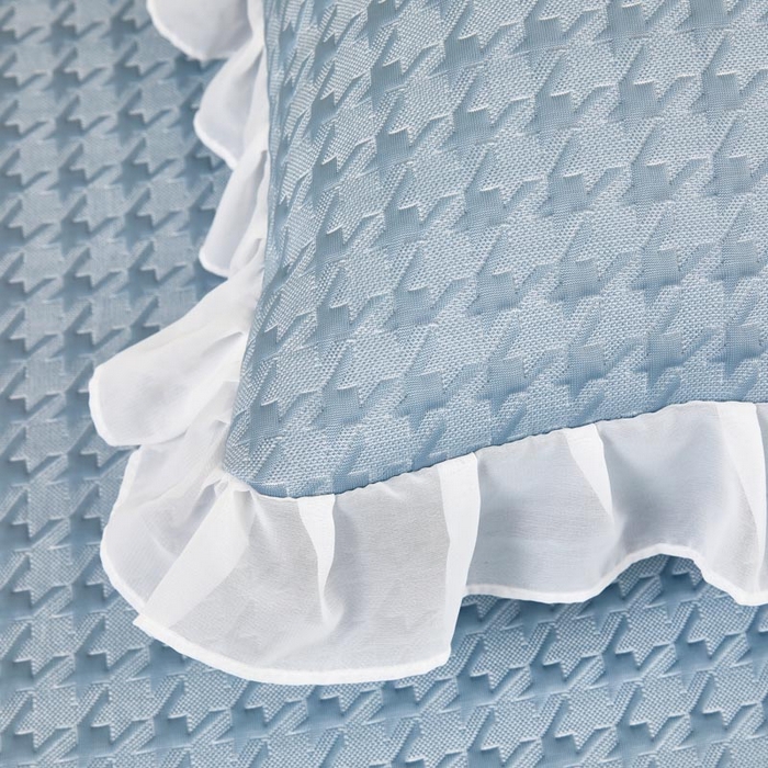 91家纺网 家纺一手货源 找家纺 怡源梦 2026新款A类PE高分子凉感软席提花冰豆豆床裙席子凉席-千鸟格 千鸟格-兰色