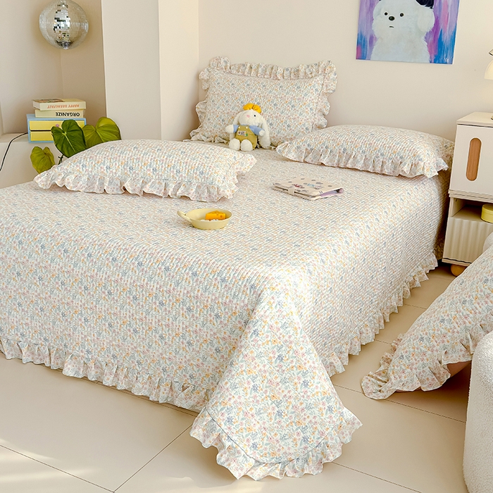 归属 2026春夏新款古法仿棉单床盖床盖三件套 花栖时光