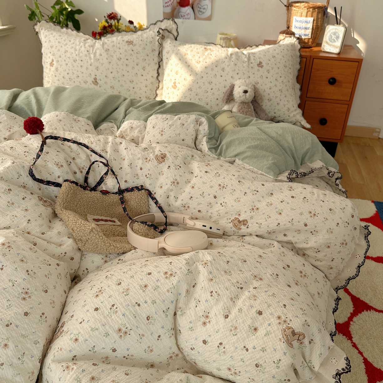 91家纺网 家纺一手货源 找家纺 顾里家纺 2026新款法式复古花边三层纱四件套（会员-2元） 麦浪木马