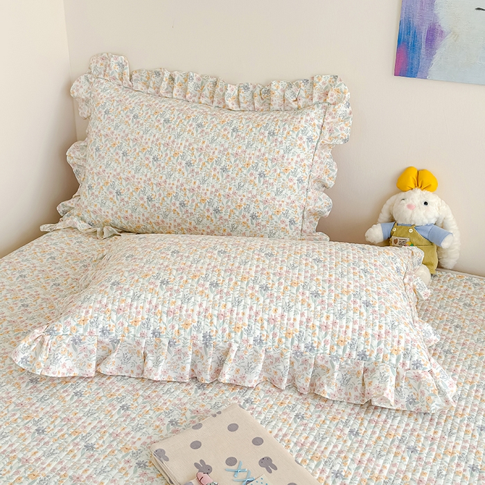 91家纺网 家纺一手货源 找家纺 归属 2026春夏新款古法仿棉单床盖床盖三件套 花栖时光