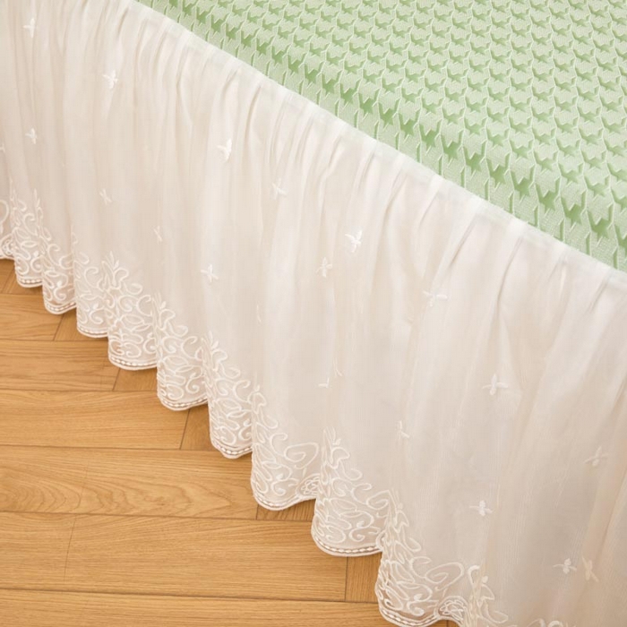 91家纺网 家纺一手货源 找家纺 怡源梦 2026新款A类PE高分子凉感软席提花冰豆豆床裙席子凉席-千鸟格 千鸟格-绿色