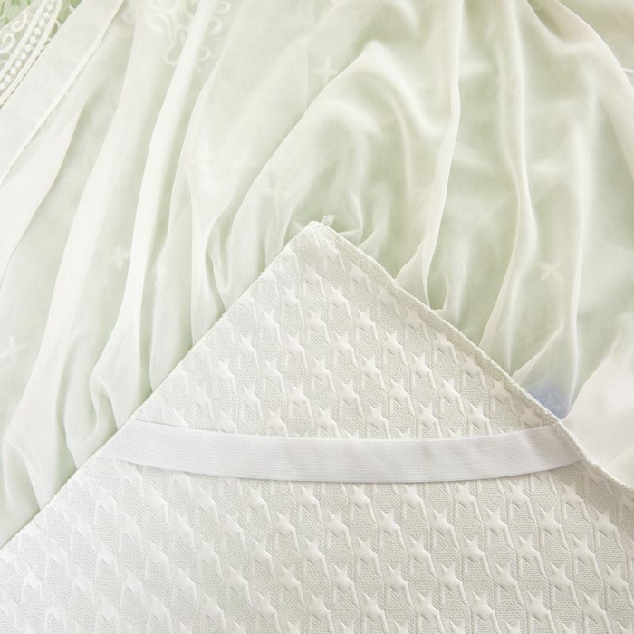 91家纺网 家纺一手货源 找家纺 怡源梦 2026新款A类PE高分子凉感软席提花冰豆豆床裙席子凉席-千鸟格 千鸟格-绿色