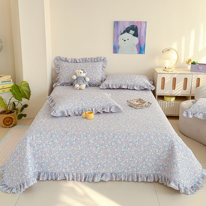 91家纺网 家纺一手货源 找家纺 归属 2026春夏新款古法仿棉单床盖床盖三件套 花漾玫瑰