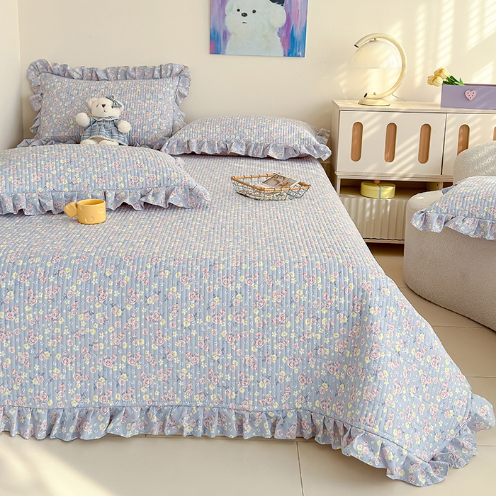 91家纺网 家纺一手货源 找家纺 归属 2026春夏新款古法仿棉单床盖床盖三件套 花漾玫瑰