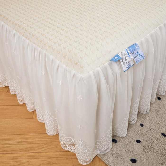 91家纺网 家纺一手货源 找家纺 怡源梦 2026新款A类PE高分子凉感软席提花冰豆豆床裙席子凉席-千鸟格 千鸟格-米色