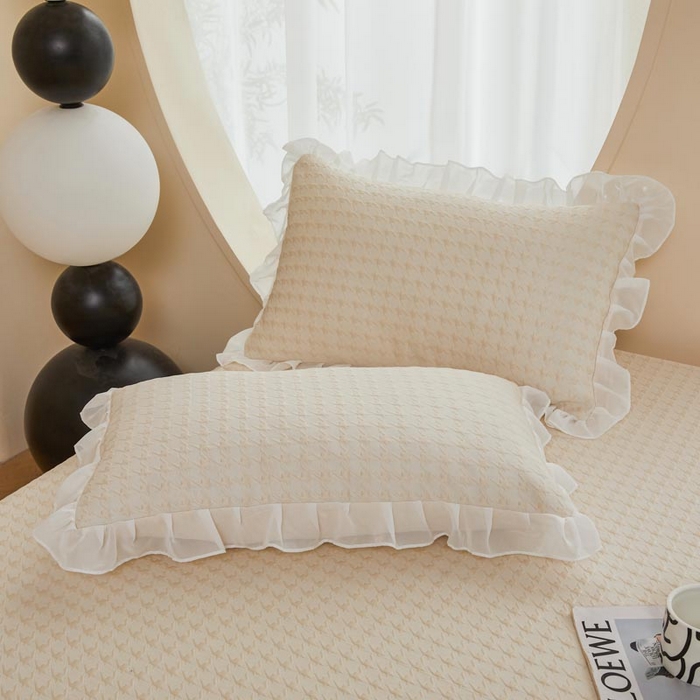 91家纺网 家纺一手货源 找家纺 怡源梦 2026新款A类PE高分子凉感软席提花冰豆豆床裙席子凉席-千鸟格 千鸟格-米色