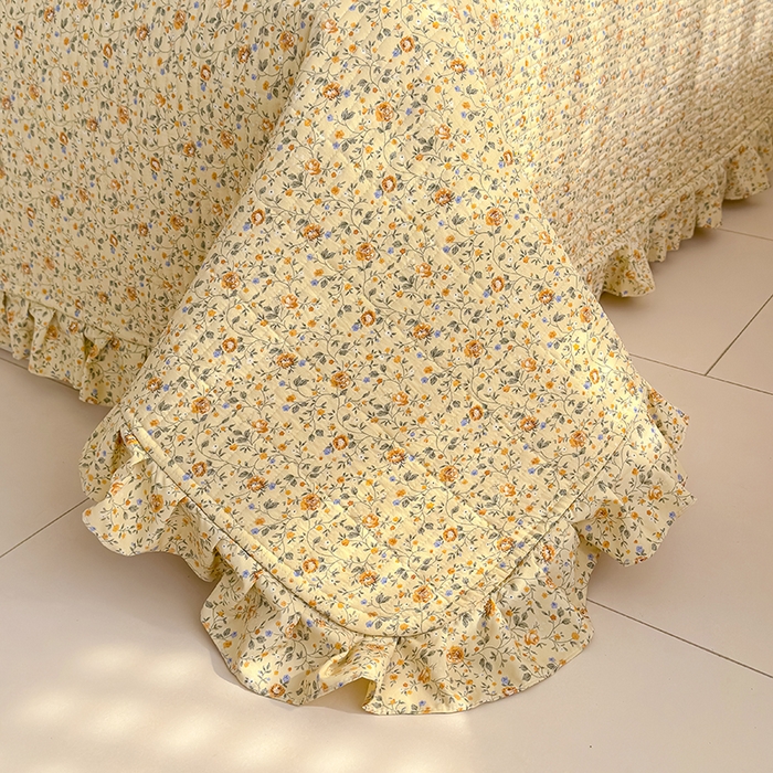 91家纺网 家纺一手货源 找家纺 归属 2026春夏新款古法仿棉单床盖床盖三件套 金盏花事