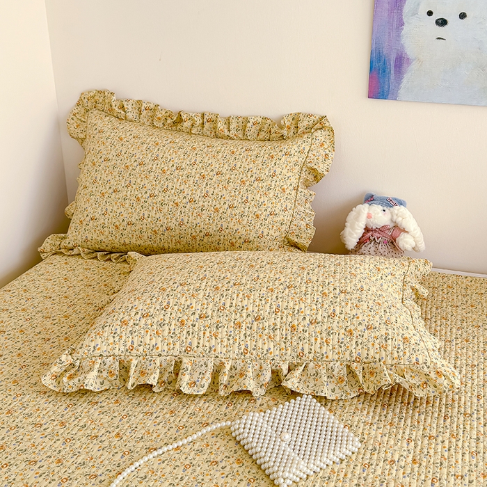 91家纺网 家纺一手货源 找家纺 归属 2026春夏新款古法仿棉单床盖床盖三件套 金盏花事