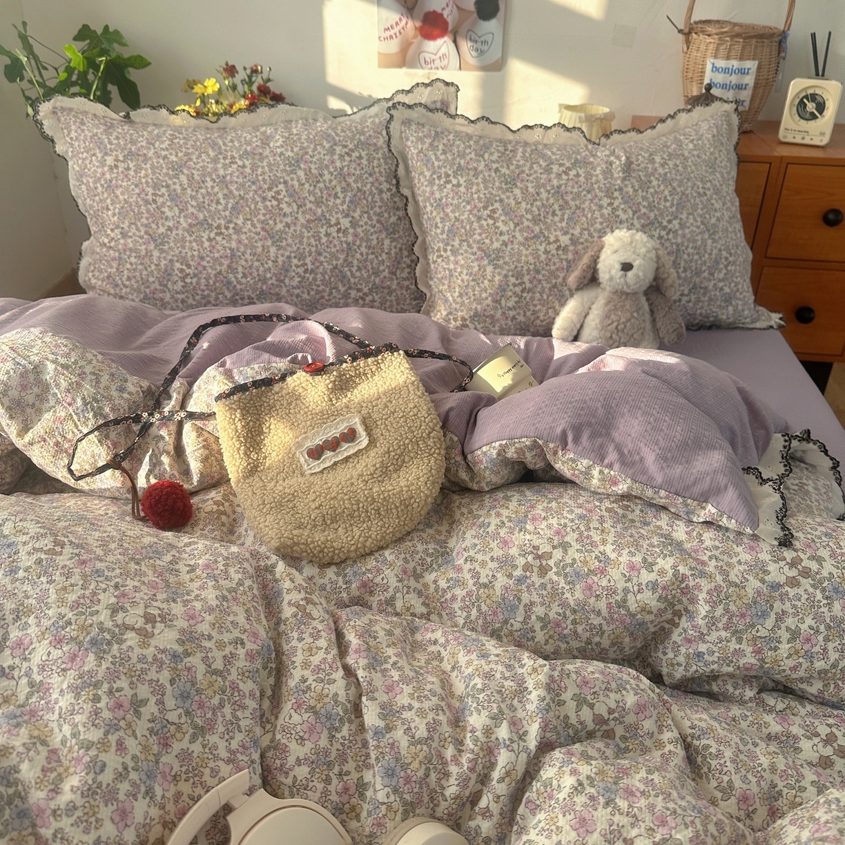 91家纺网 家纺一手货源 找家纺 顾里家纺 2026新款法式复古花边三层纱四件套（会员-2元） 轻舞飞扬