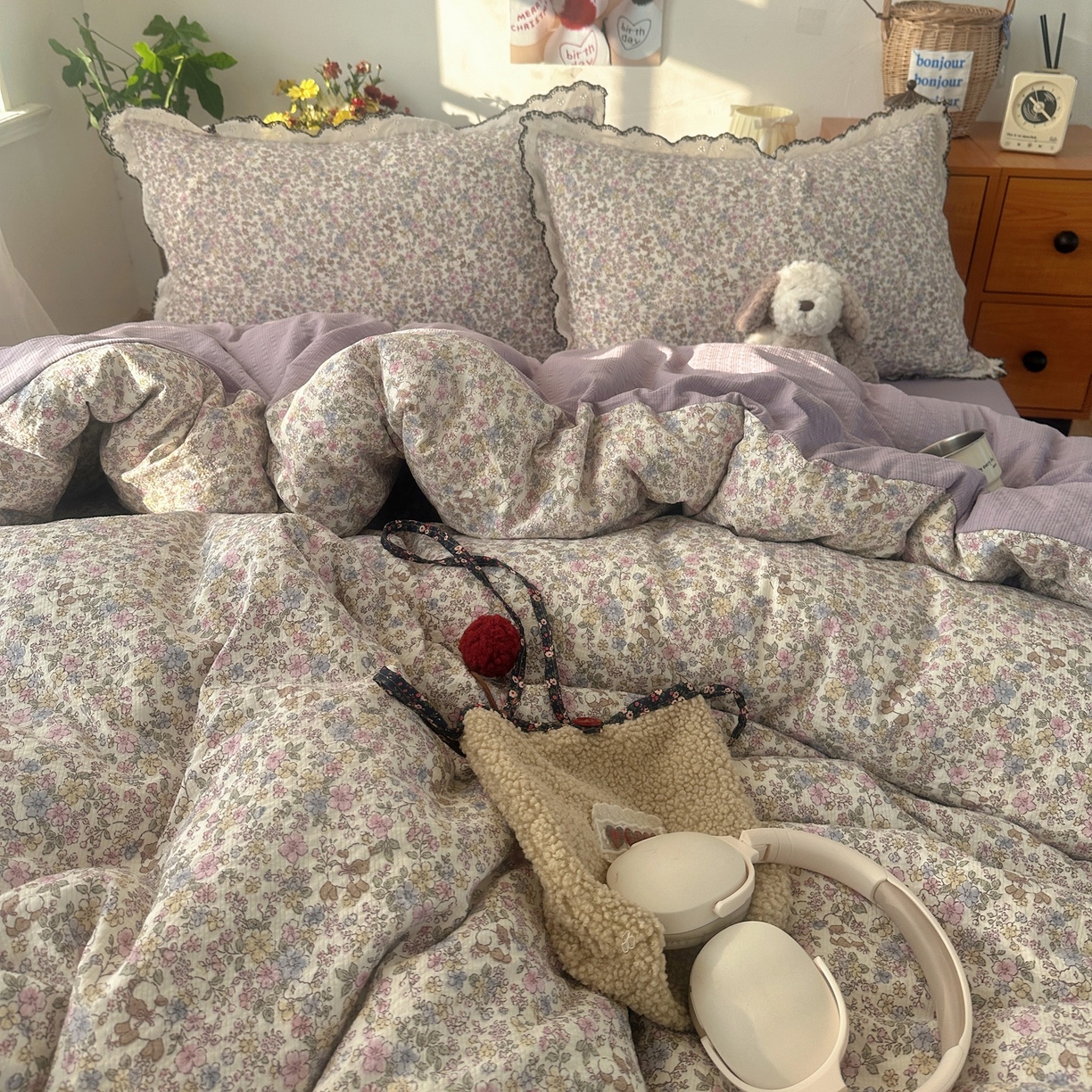 91家纺网 家纺一手货源 找家纺 顾里家纺 2026新款法式复古花边三层纱四件套（会员-2元） 轻舞飞扬