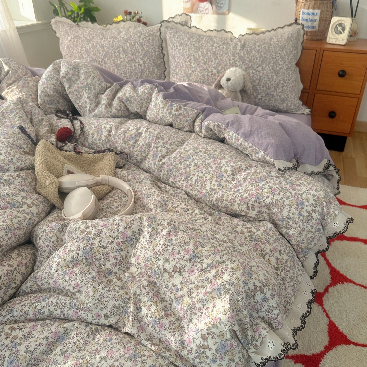 91家纺网 家纺一手货源 找家纺 顾里家纺 2026新款法式复古花边三层纱四件套（会员-2元） 轻舞飞扬