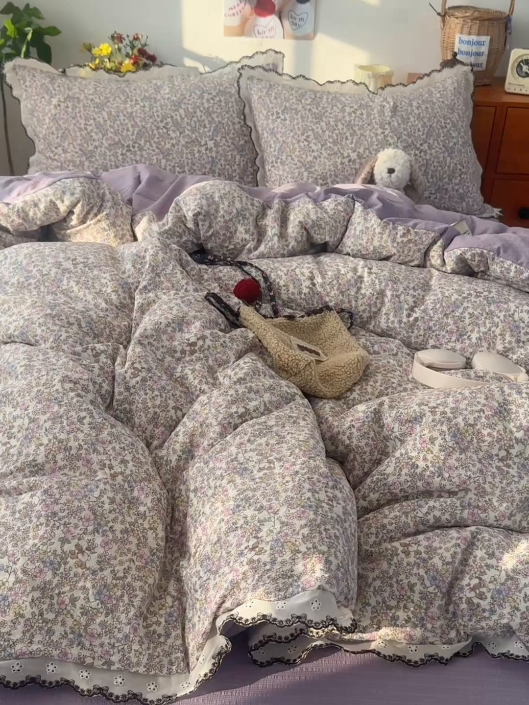 91家纺网 家纺一手货源 找家纺 顾里家纺 2026新款法式复古花边三层纱四件套（会员-2元） 轻舞飞扬