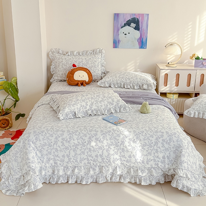 91家纺网 家纺一手货源 找家纺 归属 2026春夏新款古法仿棉单床盖床盖三件套 靳叶清欢