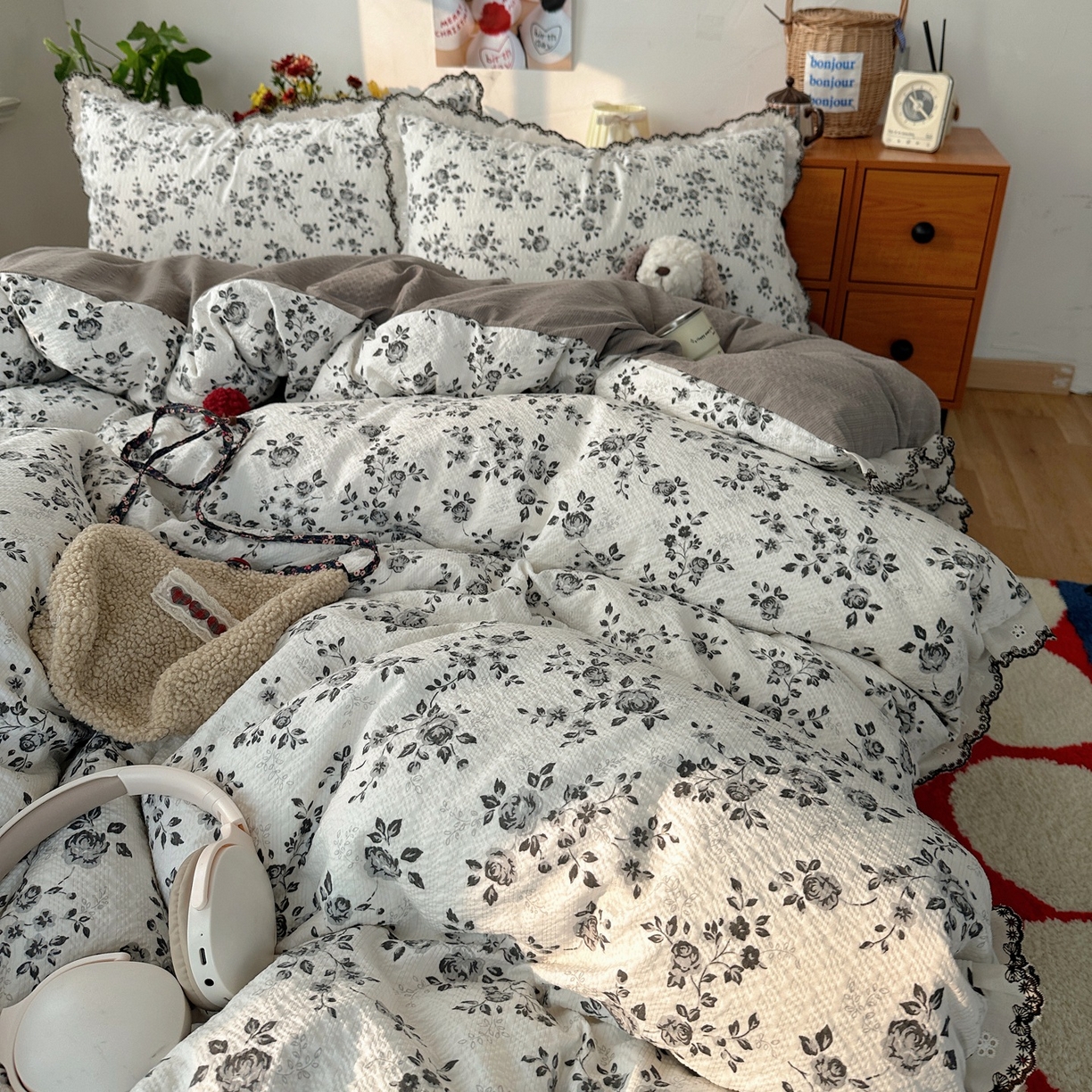 91家纺网 家纺一手货源 找家纺 顾里家纺 2026新款法式复古花边三层纱四件套（会员-2元） 水墨江南