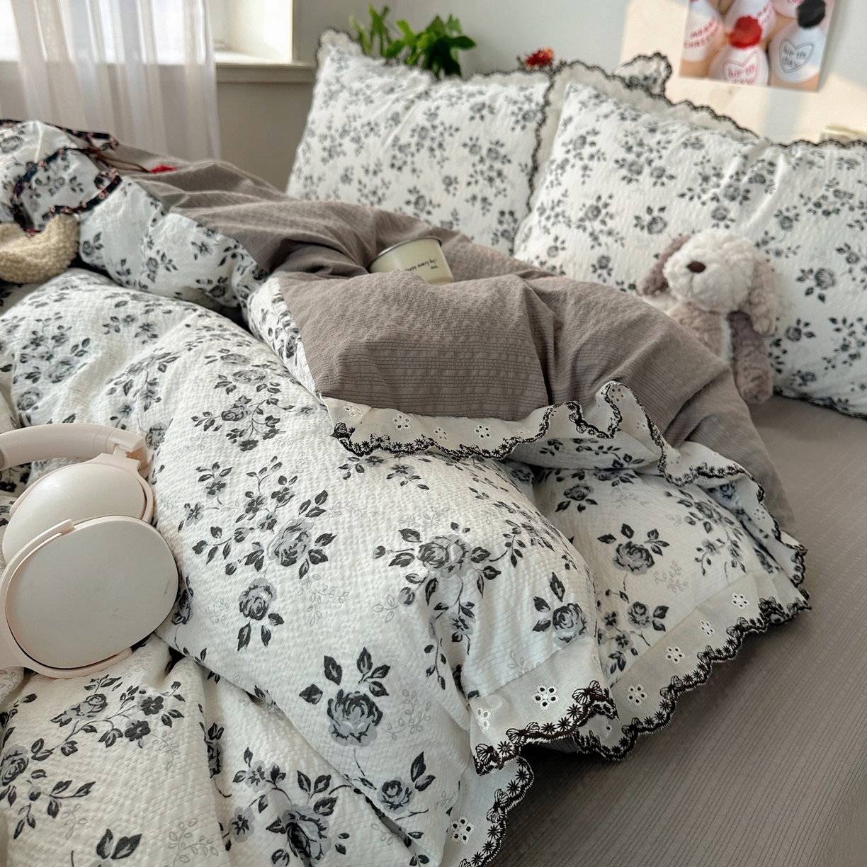 91家纺网 家纺一手货源 找家纺 顾里家纺 2026新款法式复古花边三层纱四件套（会员-2元） 水墨江南