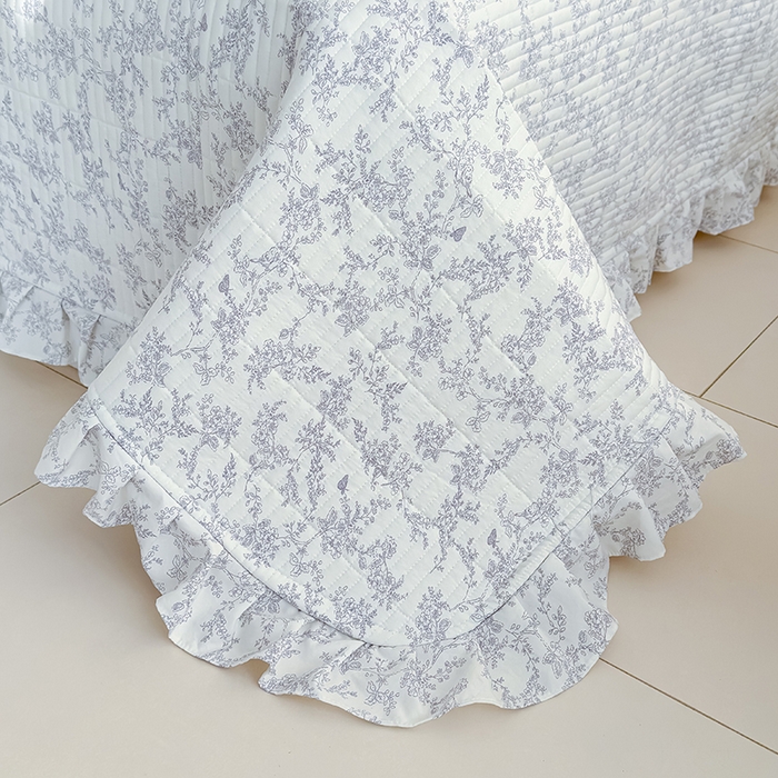 91家纺网 家纺一手货源 找家纺 归属 2026春夏新款古法仿棉单床盖床盖三件套 靳叶清欢