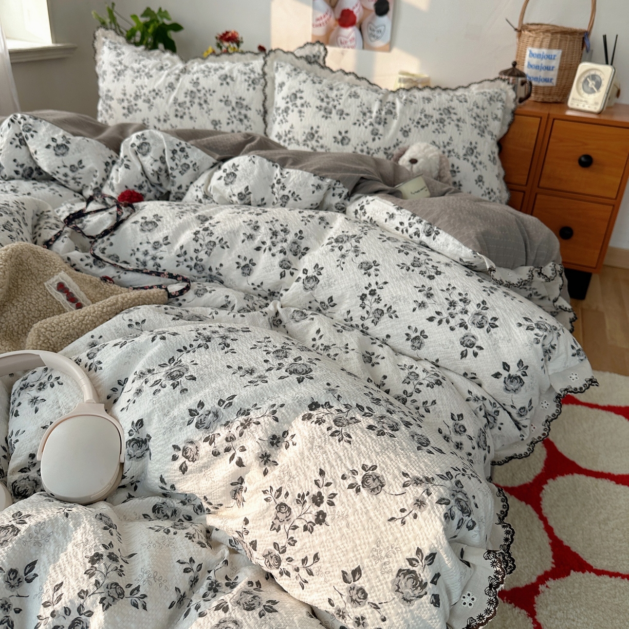 91家纺网 家纺一手货源 找家纺 顾里家纺 2026新款法式复古花边三层纱四件套（会员-2元） 水墨江南