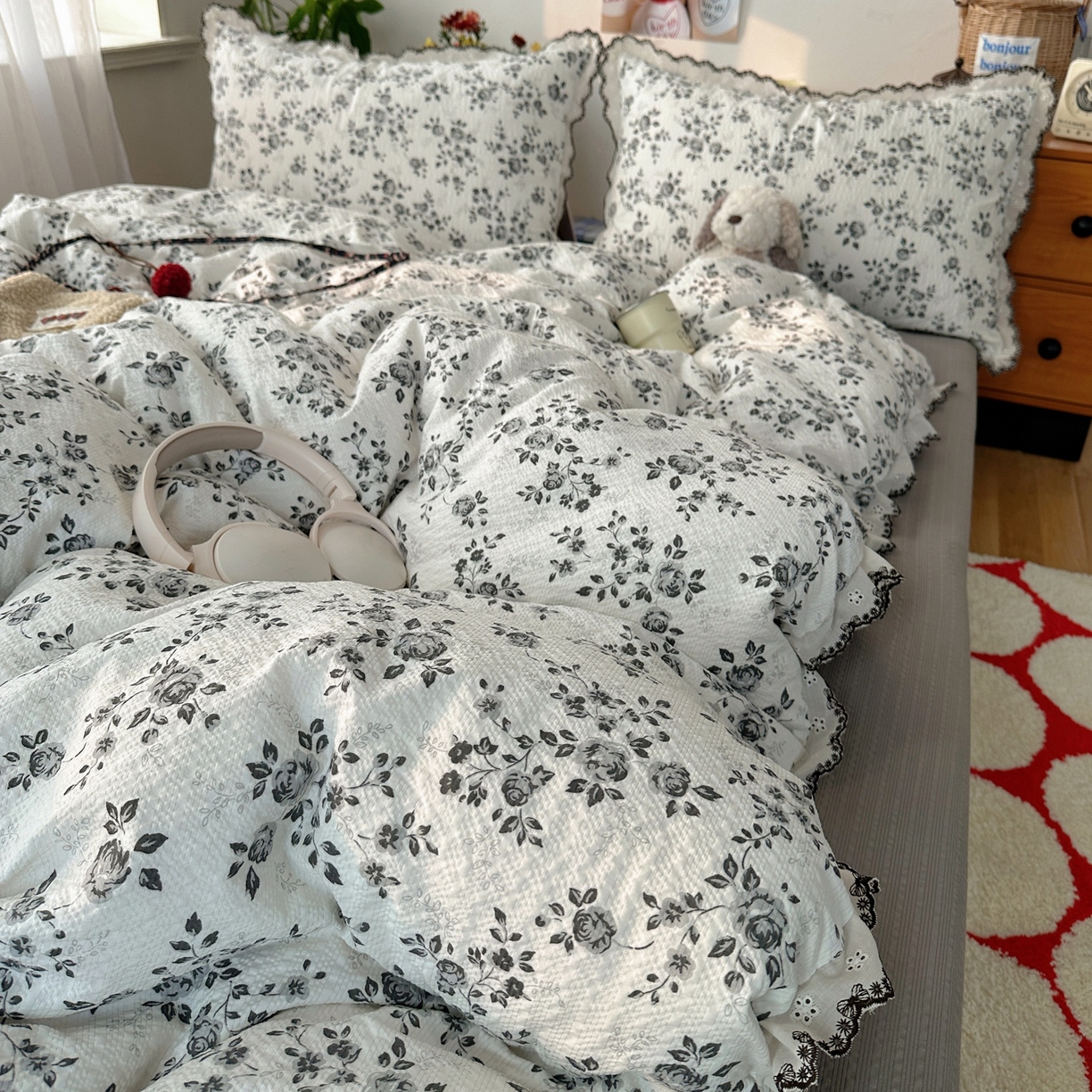 91家纺网 家纺一手货源 找家纺 顾里家纺 2026新款法式复古花边三层纱四件套（会员-2元） 水墨江南