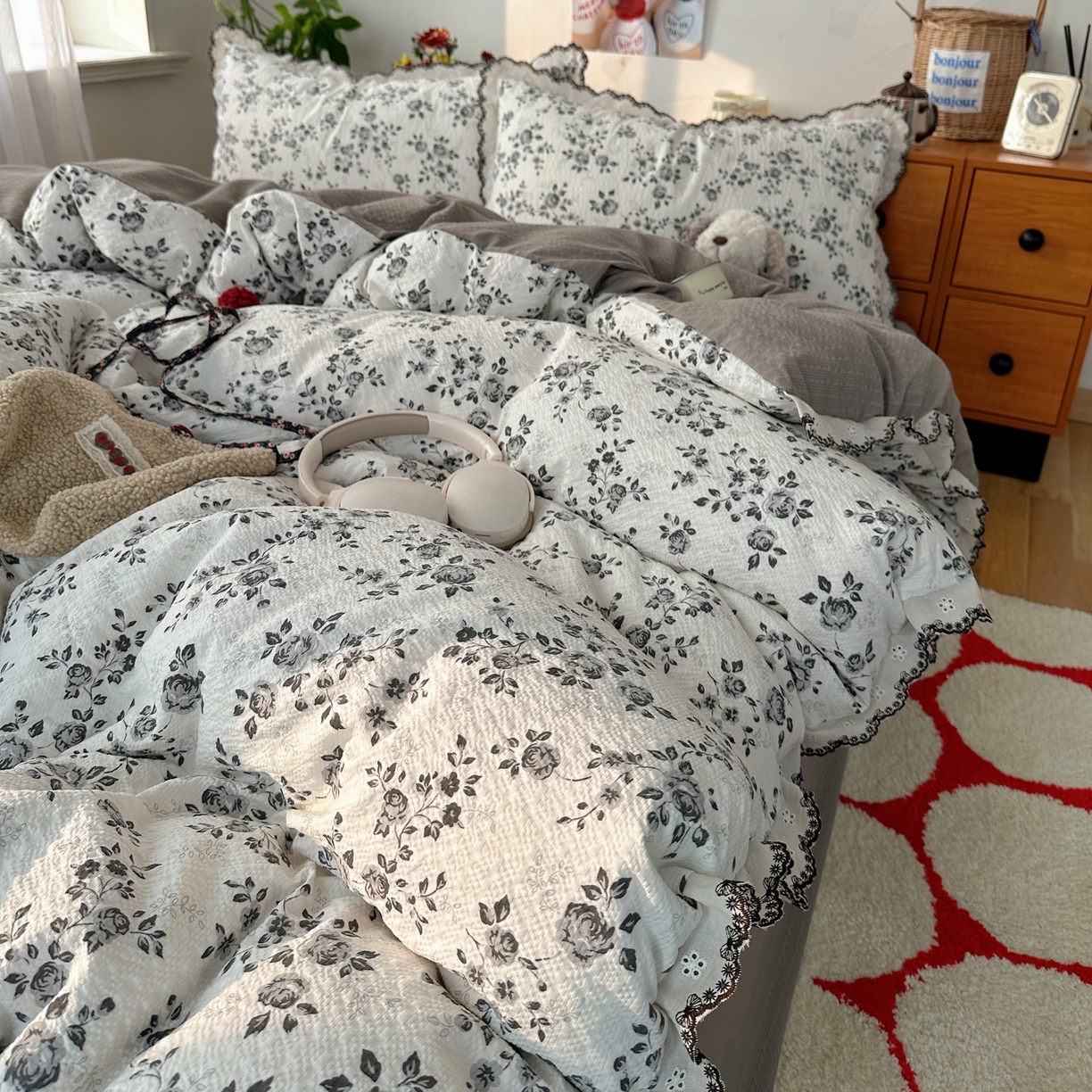 91家纺网 家纺一手货源 找家纺 顾里家纺 2026新款法式复古花边三层纱四件套（会员-2元） 水墨江南