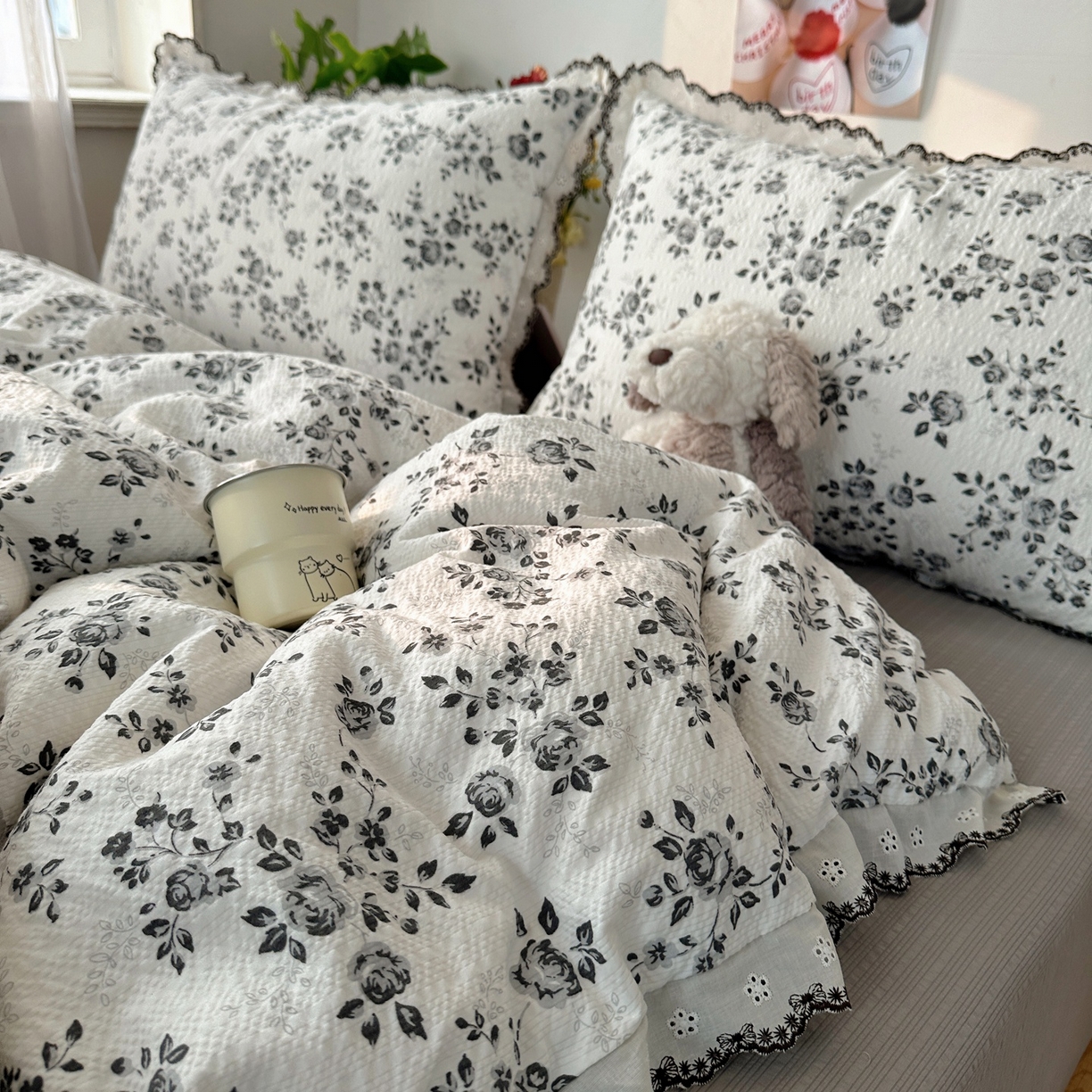 91家纺网 家纺一手货源 找家纺 顾里家纺 2026新款法式复古花边三层纱四件套（会员-2元） 水墨江南