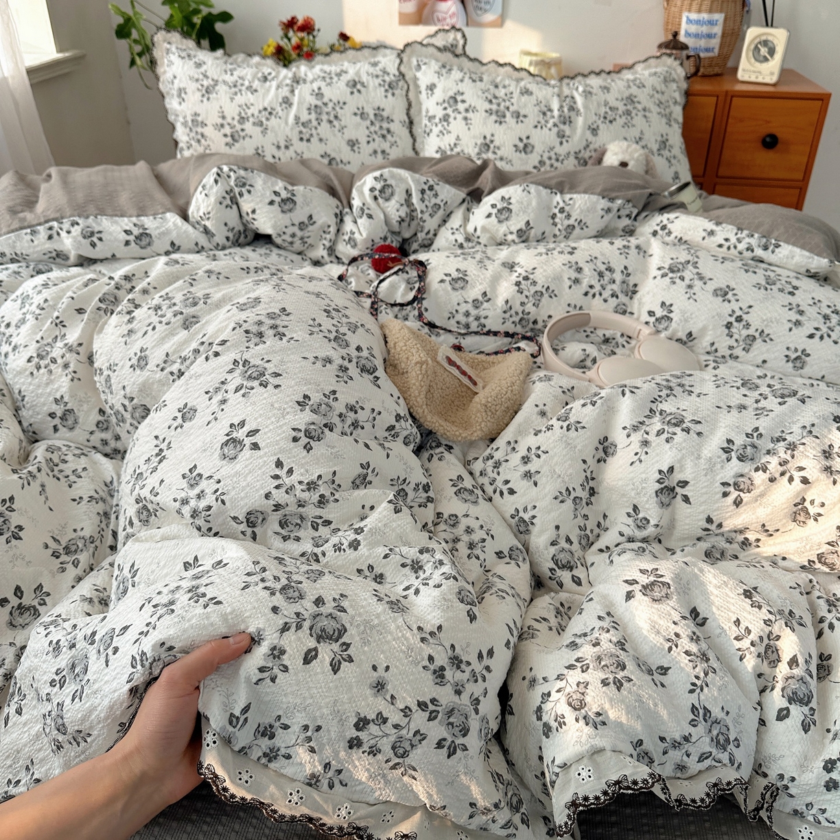 91家纺网 家纺一手货源 找家纺 顾里家纺 2026新款法式复古花边三层纱四件套（会员-2元） 水墨江南