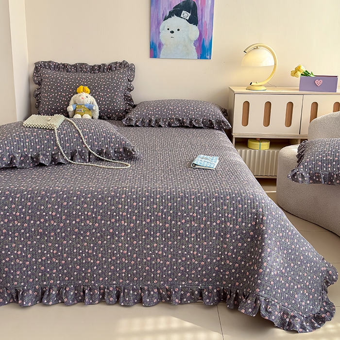 91家纺网 家纺一手货源 找家纺 归属 2026春夏新款古法仿棉单床盖床盖三件套 流年花影