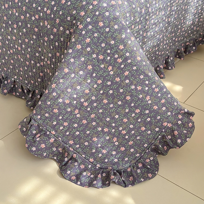 91家纺网 家纺一手货源 找家纺 归属 2026春夏新款古法仿棉单床盖床盖三件套 流年花影