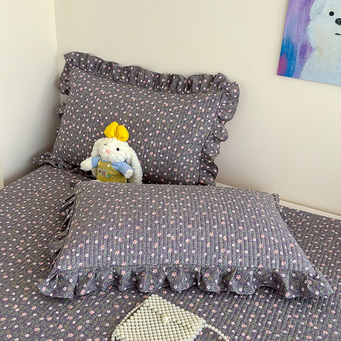 91家纺网 家纺一手货源 找家纺 归属 2026春夏新款古法仿棉单床盖床盖三件套 流年花影