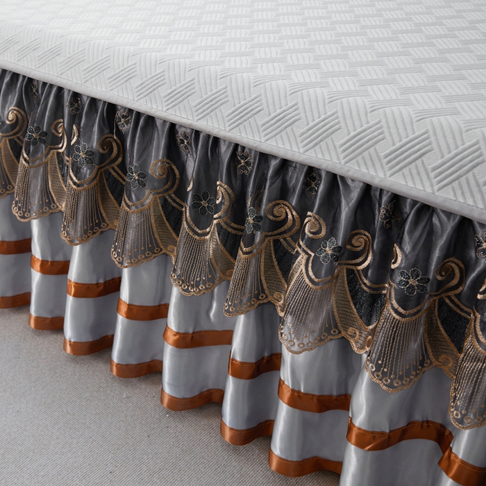 91家纺网 家纺一手货源 找家纺 （总）怡源梦 2026新款A类PE聚乙烯冰豆豆提花床裙款席子凉席三件套-梦之约