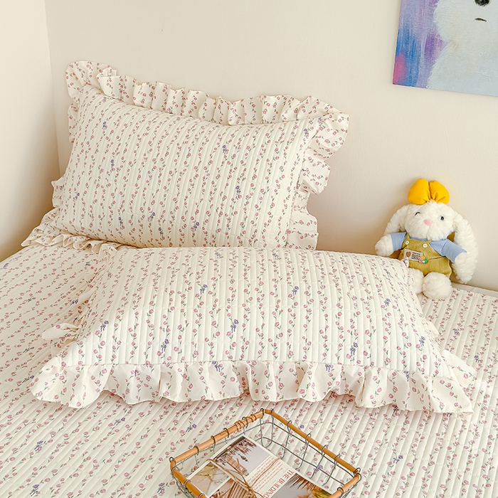 91家纺网 家纺一手货源 找家纺 归属 2026春夏新款古法仿棉单床盖床盖三件套 萝蔓花儿