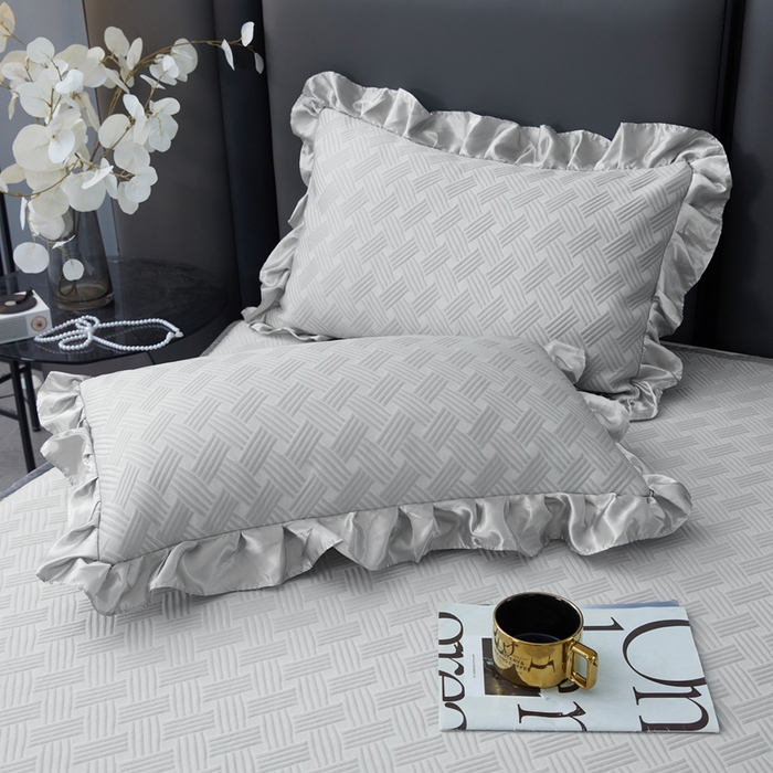 91家纺网 家纺一手货源 找家纺 （总）怡源梦 2026新款A类PE聚乙烯冰豆豆提花床裙款席子凉席三件套-梦之约