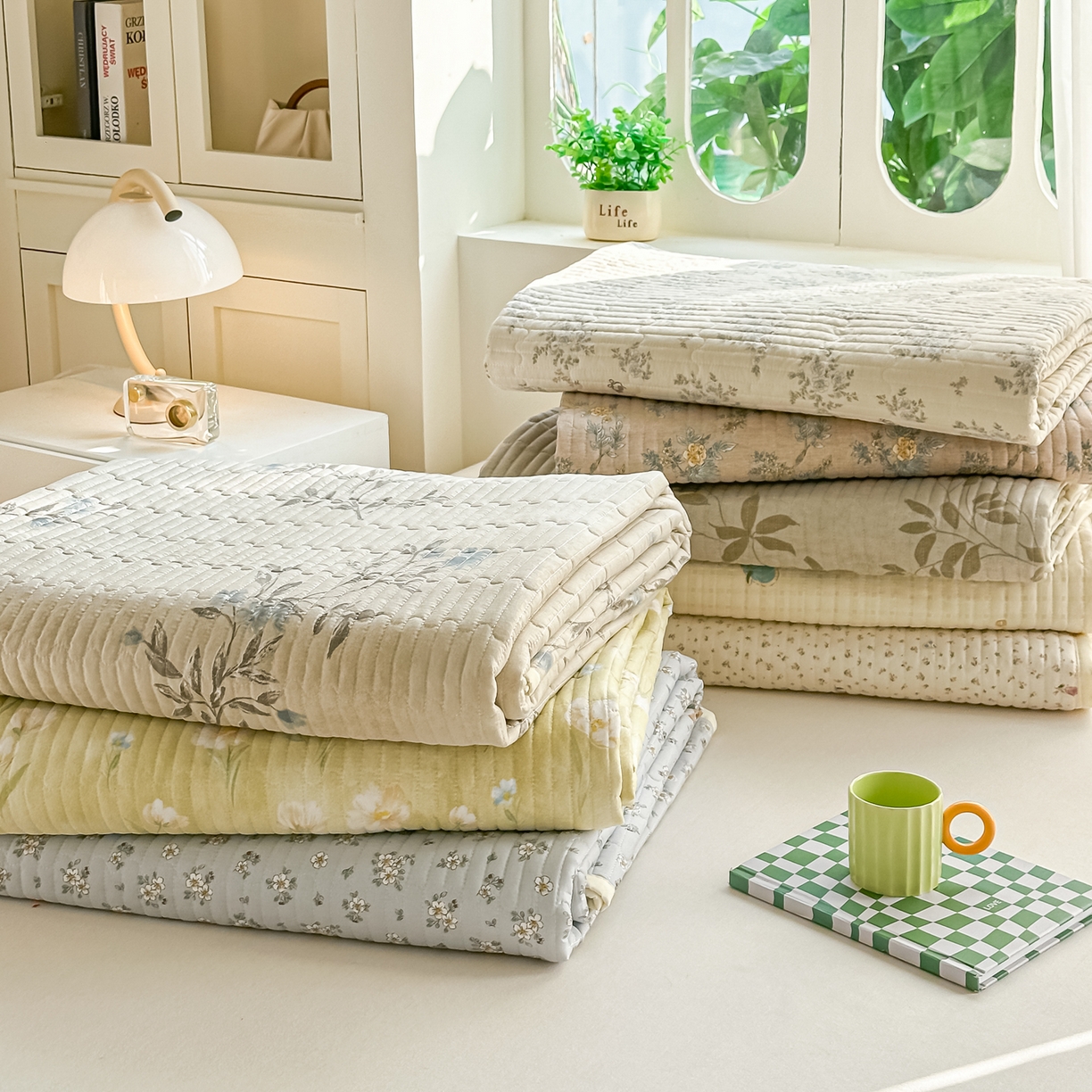 慕澄家纺 2026新款小清新印花水洗棉床盖夏被四件套 组合图