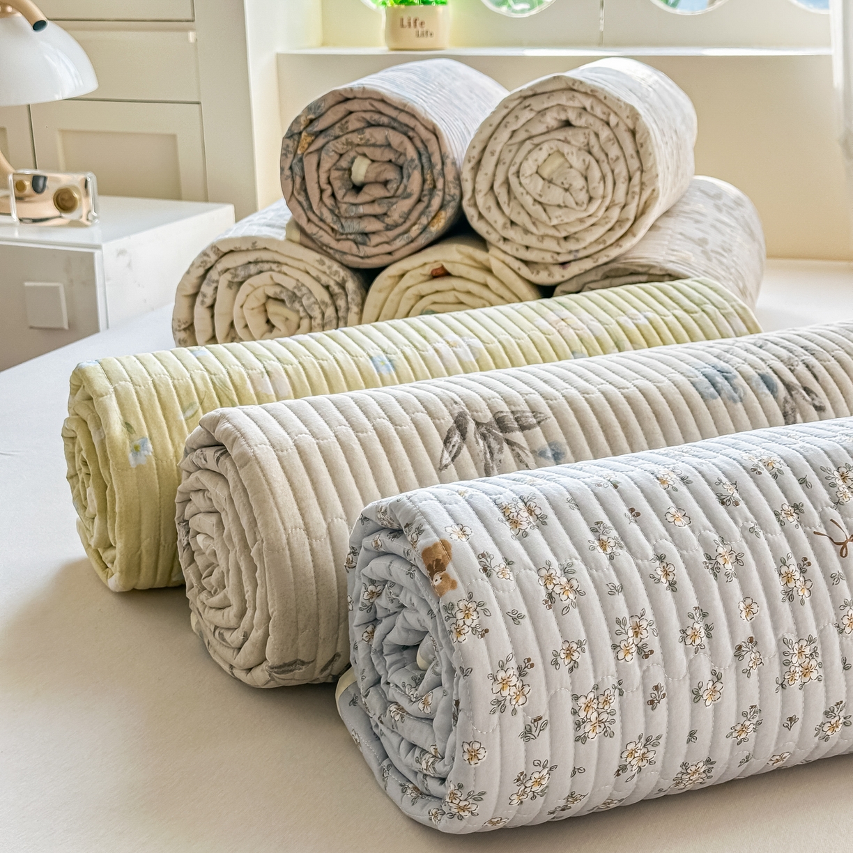 91家纺网 家纺一手货源 找家纺 慕澄家纺 2026新款小清新印花水洗棉床盖夏被四件套 组合图