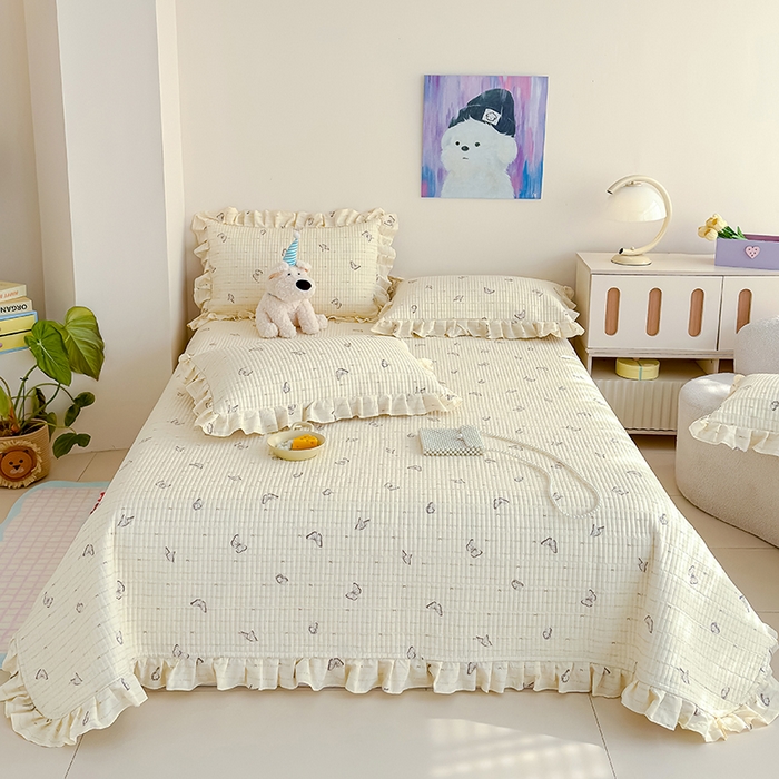 91家纺网 家纺一手货源 找家纺 归属 2026春夏新款古法仿棉单床盖床盖三件套 漫花蝶舞