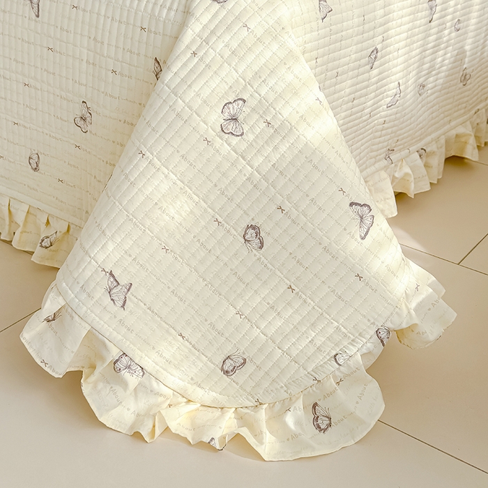 91家纺网 家纺一手货源 找家纺 归属 2026春夏新款古法仿棉单床盖床盖三件套 漫花蝶舞