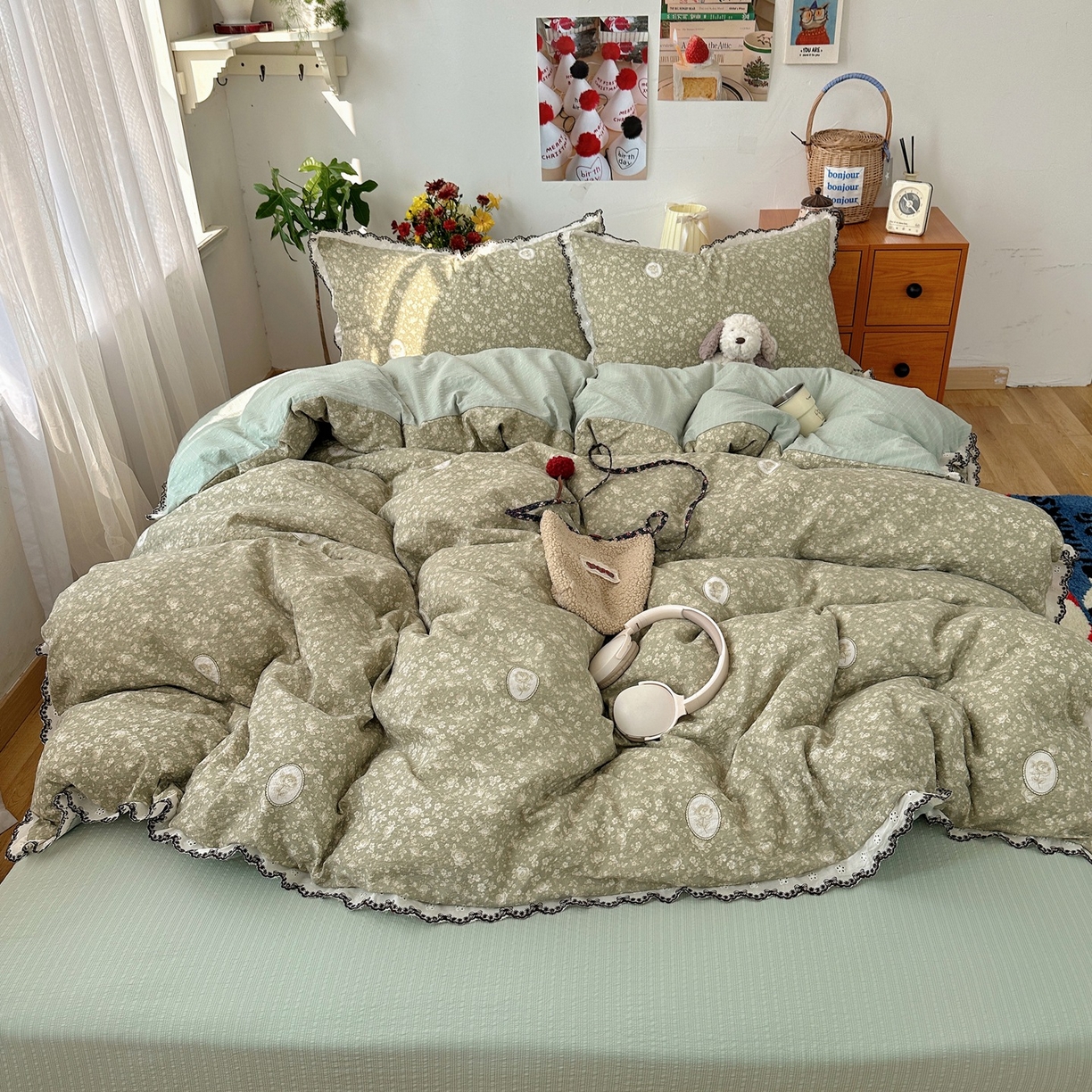 91家纺网 家纺一手货源 找家纺 顾里家纺 2026新款法式复古花边三层纱四件套（会员-2元） 仙境风眠