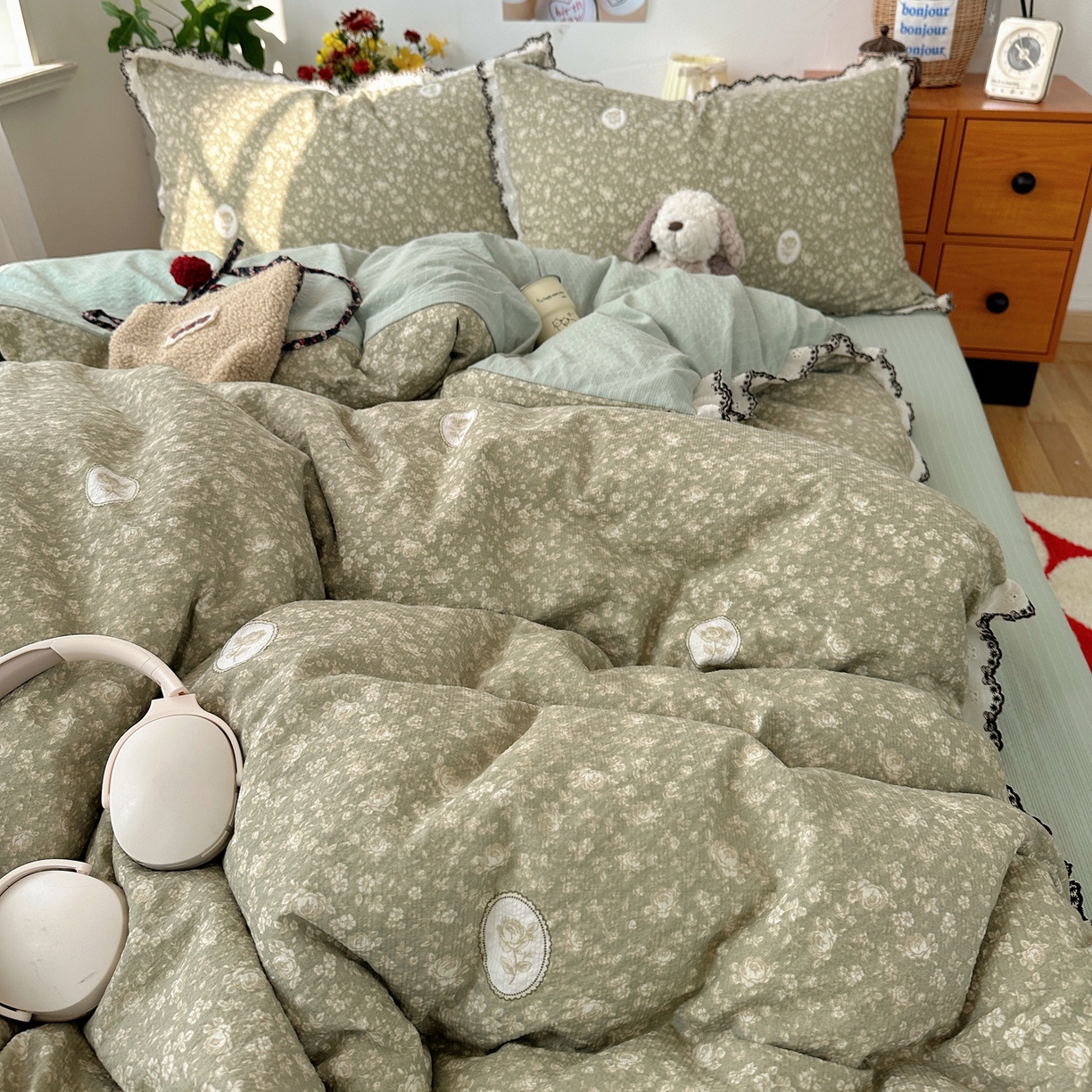 91家纺网 家纺一手货源 找家纺 顾里家纺 2026新款法式复古花边三层纱四件套（会员-2元） 仙境风眠