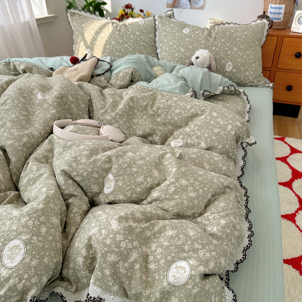 91家纺网 家纺一手货源 找家纺 顾里家纺 2026新款法式复古花边三层纱四件套（会员-2元） 仙境风眠