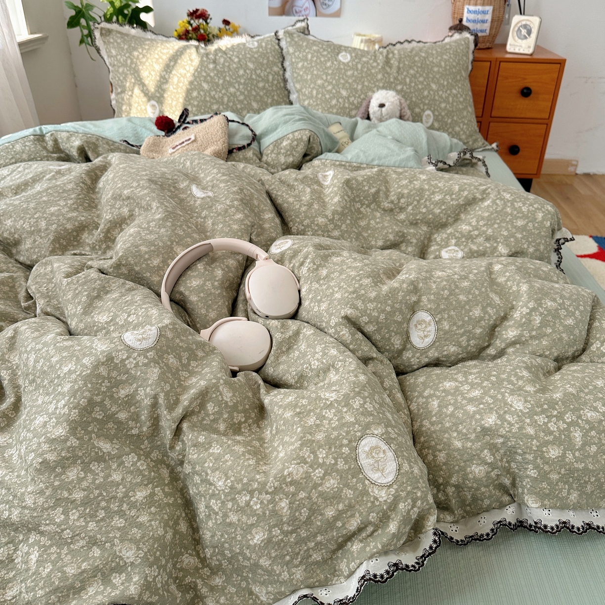 91家纺网 家纺一手货源 找家纺 顾里家纺 2026新款法式复古花边三层纱四件套（会员-2元） 仙境风眠