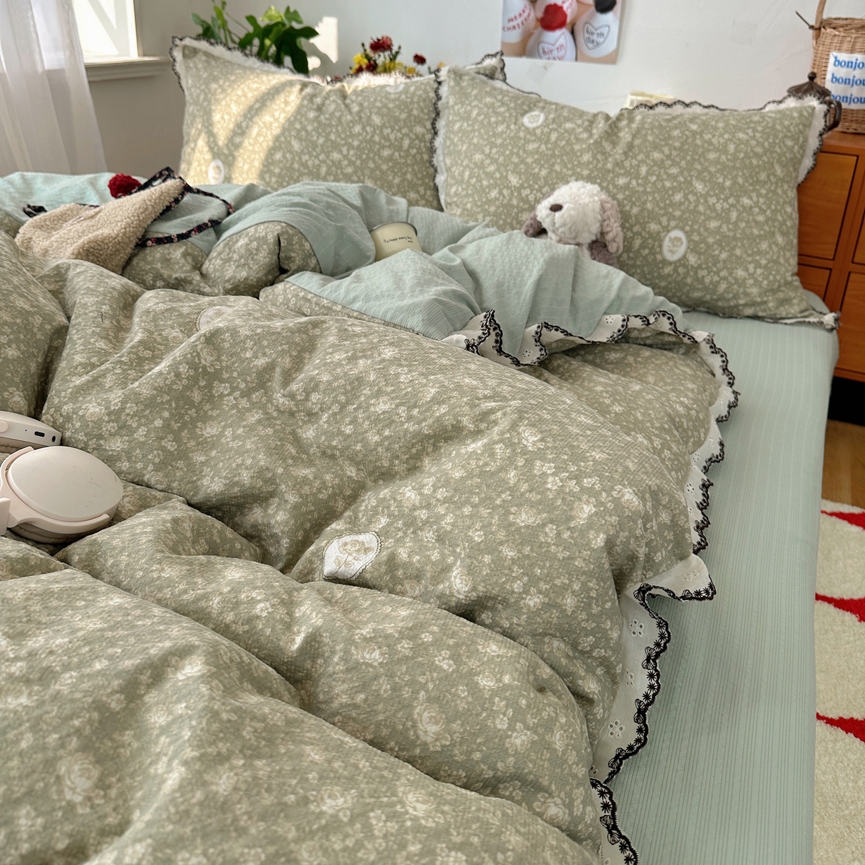 91家纺网 家纺一手货源 找家纺 顾里家纺 2026新款法式复古花边三层纱四件套（会员-2元） 仙境风眠