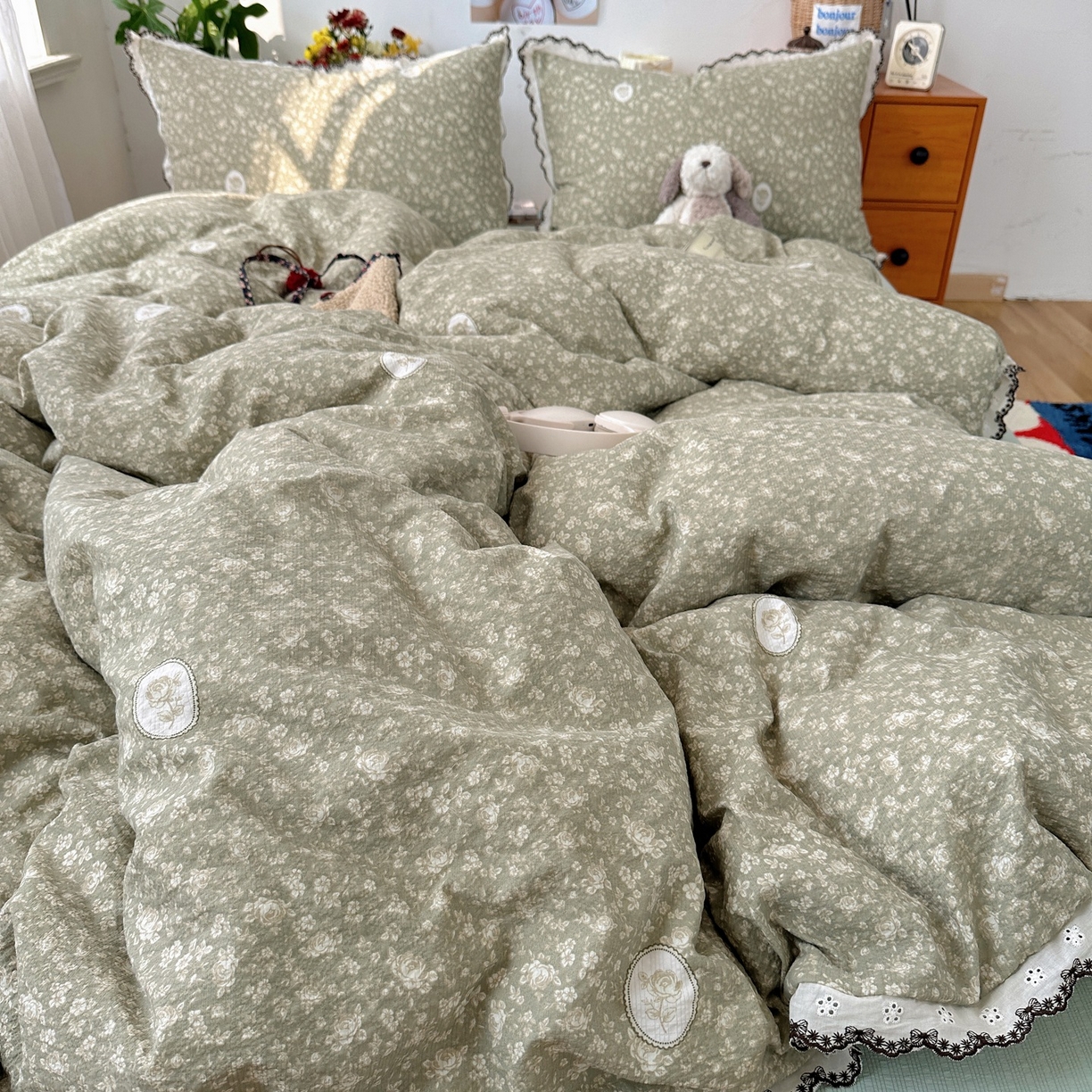 91家纺网 家纺一手货源 找家纺 顾里家纺 2026新款法式复古花边三层纱四件套（会员-2元） 仙境风眠