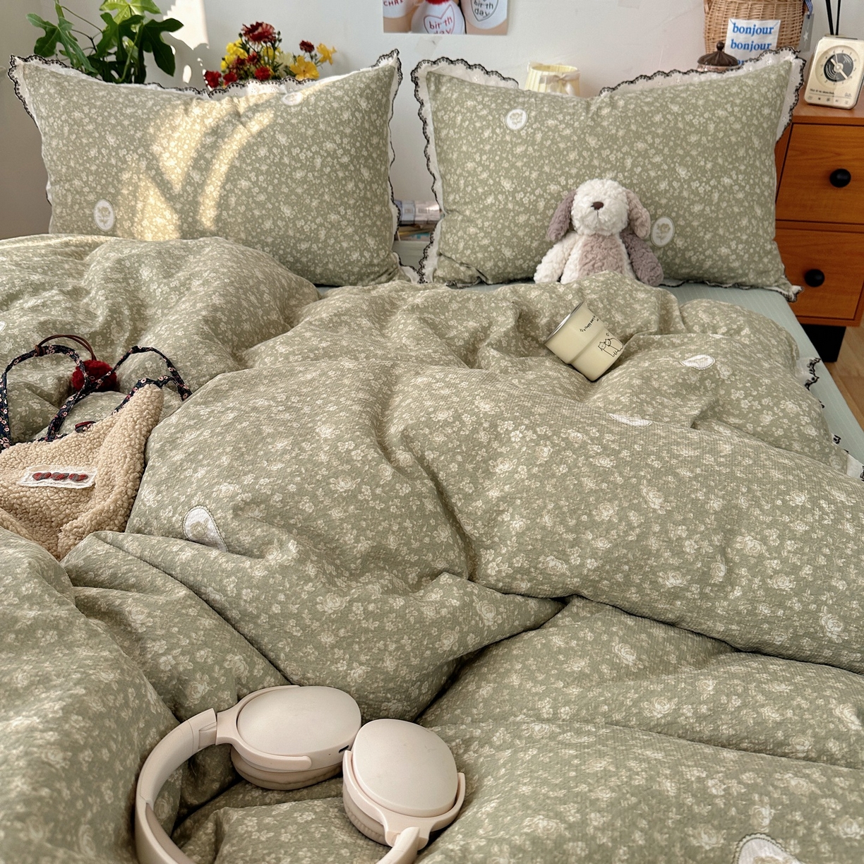 91家纺网 家纺一手货源 找家纺 顾里家纺 2026新款法式复古花边三层纱四件套（会员-2元） 仙境风眠