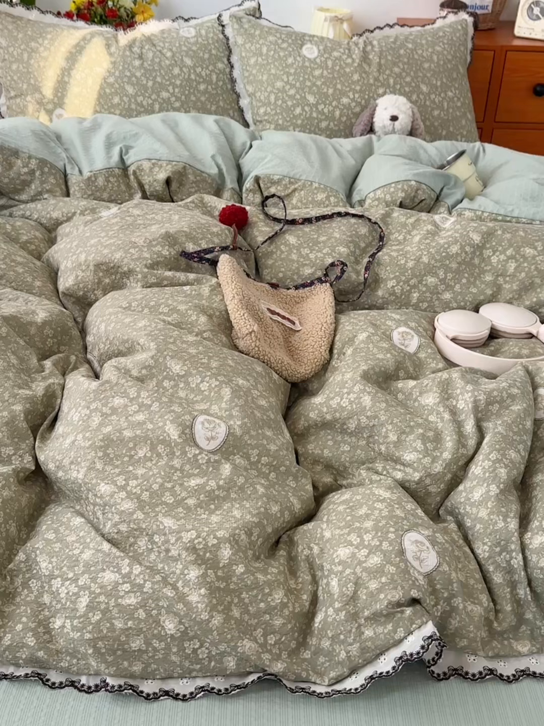 91家纺网 家纺一手货源 找家纺 顾里家纺 2026新款法式复古花边三层纱四件套（会员-2元） 仙境风眠