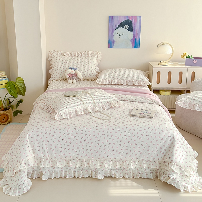 91家纺网 家纺一手货源 找家纺 归属 2026春夏新款古法仿棉单床盖床盖三件套 玫瑰之约