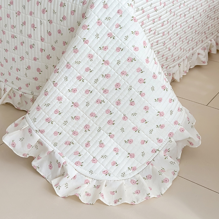 91家纺网 家纺一手货源 找家纺 归属 2026春夏新款古法仿棉单床盖床盖三件套 玫瑰之约