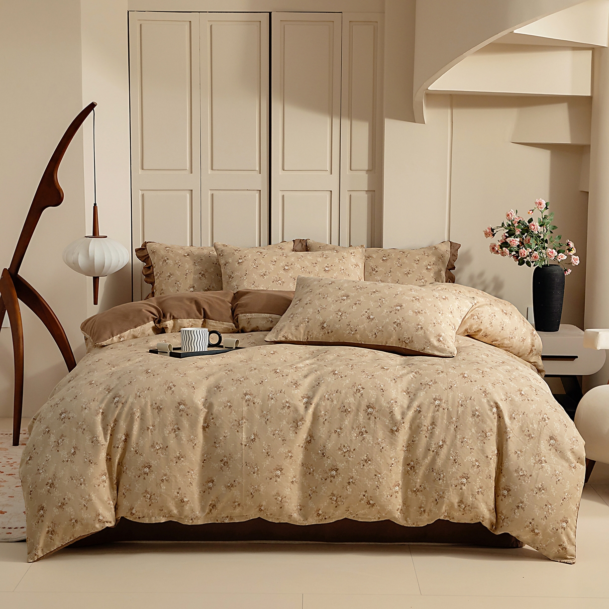 情煊家纺 2026新款全棉双层纱经典款单被套 经典款-茶香