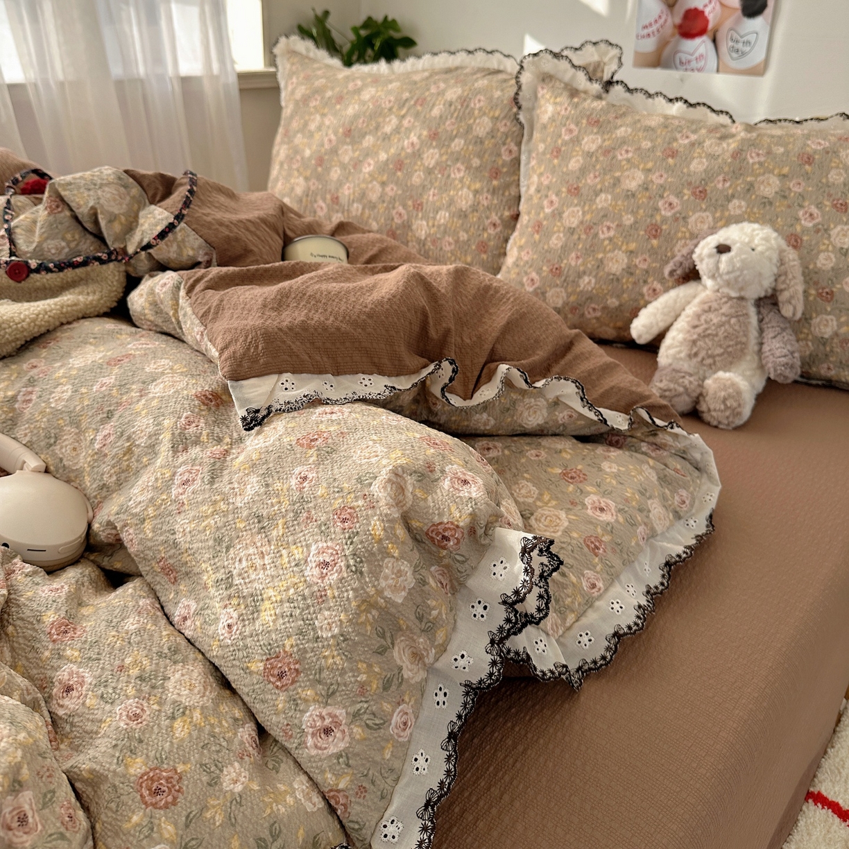 91家纺网 家纺一手货源 找家纺 顾里家纺 2026新款法式复古花边三层纱四件套（会员-2元） 小杏芙