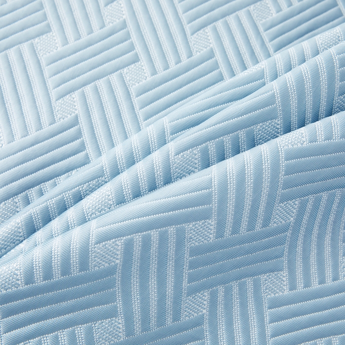 91家纺网 家纺一手货源 找家纺 怡源梦 2026新款A类PE聚乙烯冰豆豆提花床裙款席子凉席三件套-梦之约 梦之约-蓝色